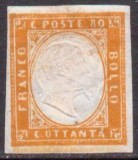 Italy Sardinia 1855 King Viktor Emanuel II, 80c orange, rift, MH AM.234