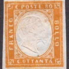 Italy Sardinia 1855 King Viktor Emanuel II, 80c orange, rift, MH AM.234