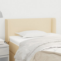 vidaXL Tăblie de pat cu aripioare crem 93x16x78/88 cm textil foto