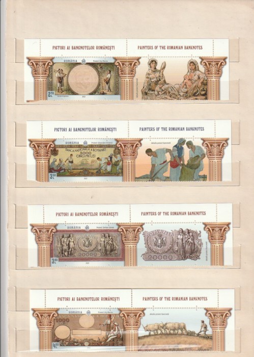 ROMANIA 2022 LP 2369 PICTORI AI BANCNOTELOR ROMANESTI SERIE CU VINIETA MNH NESTAMPILATA