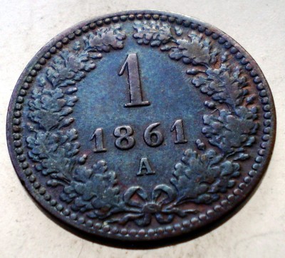 F.125 AUSTRIA 1 KREUZER 1861 A foto