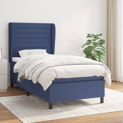 vidaXL Pat box spring cu saltea, albastru, 80x200 cm, textil 3128003 foto