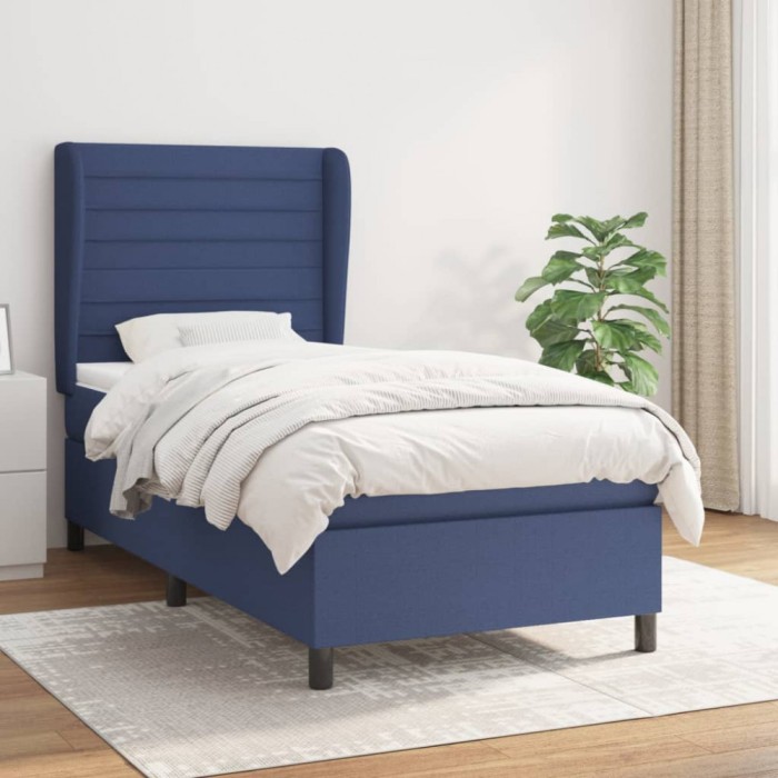 vidaXL Pat box spring cu saltea, albastru, 80x200 cm, textil 3128003