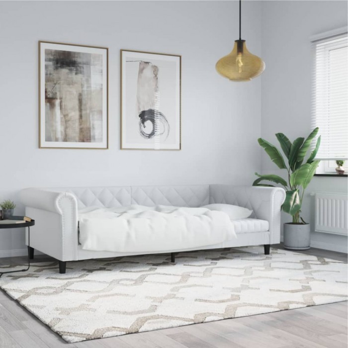 vidaXL Pat de zi, alb, 100x200 cm, piele ecologică 354231