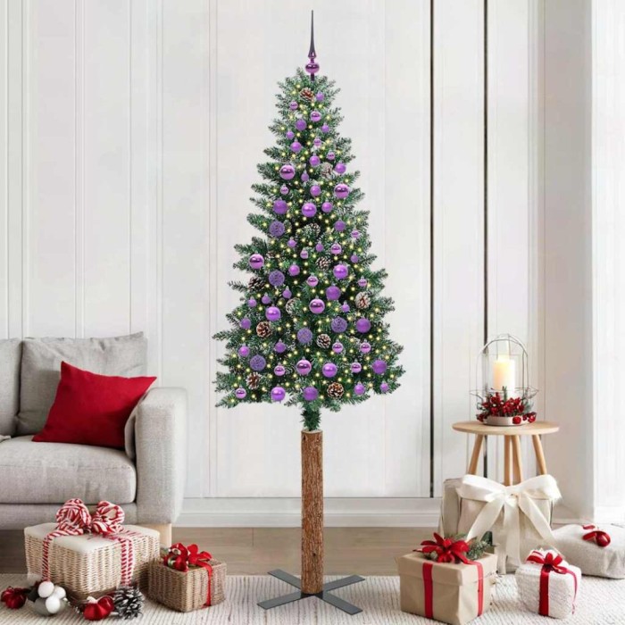 vidaXL Brad de Crăciun subțire cu 300 LED Verde și alb 210 cm 3394918