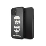 Husa Piele Karl Lagerfeld pentru Apple iPhone 11, Karl &amp; Choupette, Neagra KLHCN61KICKC