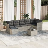 Cumpara ieftin Gossi set mobilier de gradina cu perne, 8 piese gri deschis poliratan
