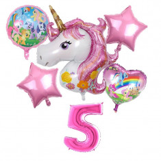 Set 6 baloane folie Unicorn magic My Little Pony cifra 5 117 x 85 cm foto