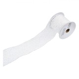 Panglică Decorativă Brad de Crăciun, Plasă, Lungime 5m, Lățime 63mm, Glitter Irizat, S&acirc;rmă, Alb, Oem