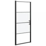 Cumpara ieftin Usa de dus, negru, 91x195 cm, sticla securizata semi-mata