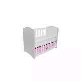 Cumpara ieftin Patut Eurogloria Como culisant cu sertar - Alb cu Roz + Saltea cocos confort 120 x 60 x 12 cm
