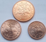 Mini set, 1, 2, 5 cents 2015 Lituania, unc, km#205-207
