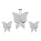 Set din argint 925 - pandantiv şi cercei, fluture, zirconiu transparent