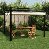 VidaXL Foișor de grădină acoperiș retractabil crem 3x3 m aluminiu