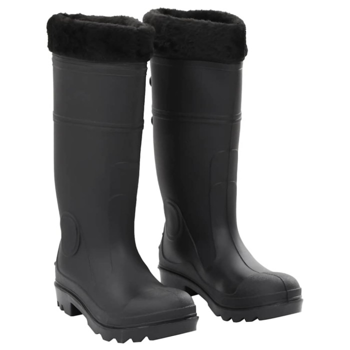 vidaXL Cizme de ploaie cu șosete detașabile, negru, mărime 40, PVC 137598