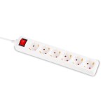 Prelungitor 5m 6 prize cu intrerupator, alb, Inlet