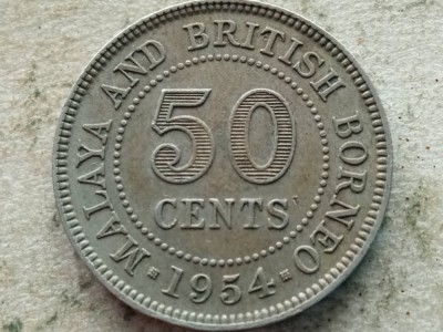 MALAYA AND BRITISH BORNEO-50 CENTS 1954 foto