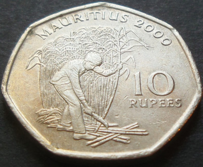 Moneda exotica 10 RUPII - MAURITIUS, anul 2000 * cod 3278 foto