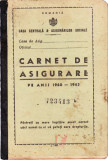 AMS# - CARNET DE ASIGURARE PE ANII 1940-1943