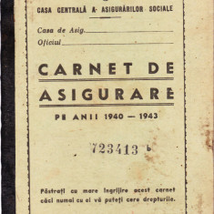 AMS# - CARNET DE ASIGURARE PE ANII 1940-1943