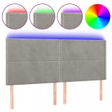 Cumpara ieftin Tablie de pat cu LED, gri deschis, 180x5x118/128 cm, catifea