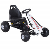 Cumpara ieftin Go-Kart cu Pedale pentru Copii 3-6 ani, scaun reglabil, cu frana si ambreiaj, Plastic si Fier Alb si Negru HOMCOM | Aosom RO