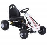 Go-Kart cu Pedale pentru Copii 3-6 ani, scaun reglabil, cu frana si ambreiaj, Plastic si Fier Alb si Negru HOMCOM | Aosom Romania