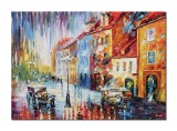 Cumpara ieftin Tablou pictat manual living, A fost odata, peisaj citadin interbelic, 100x70cm ulei pe panza in cutit efect3D, Magistral