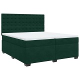 Cumpara ieftin Pat box spring cu saltea, verde inchis, 200x200 cm, catifea