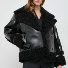 Karl Lagerfeld geaca femei, culoarea negru, de tranzitie, oversize