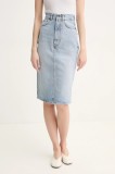 Fiorucci fustă din denim Faded Heart Pocket Denim Midi Skirt midi, creion, W02SPDSK295DN01DN01