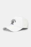 Tommy Jeans șapcă de baseball din bumbac culoarea alb, cu imprimeu, AW0AW17315