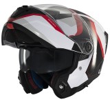 Casca modulabila pentru scuter - motocicleta MT Atom 2 SV Emalla B0 alb/rosu lucios (ochelari soare integrati) Pinlock Ready &ndash; tip viziera: MT-V-35 L