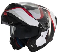 Casca modulabila pentru scuter - motocicleta MT Atom 2 SV Emalla B0 alb/rosu lucios (ochelari soare integrati) Pinlock Ready &ndash; tip viziera: MT-V-35 L