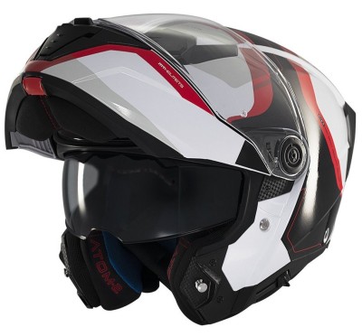 Casca modulabila pentru scuter - motocicleta MT Atom 2 SV Emalla B0 alb/rosu lucios (ochelari soare integrati) Pinlock Ready &amp;ndash; tip viziera: MT-V-35 XL foto