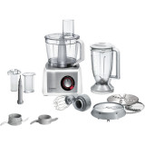 Roboti de bucatarie Bosch MC812S814, 1250 W, pana la 50 functii, bol 3.9 l, blender 1.5 l, functie Puls, discuri otel, alb/argintiu