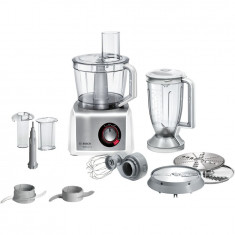 Roboti de bucatarie Bosch MC812S814, 1250 W, pana la 50 functii, bol 3.9 l, blender 1.5 l, functie Puls, discuri otel, alb/argintiu