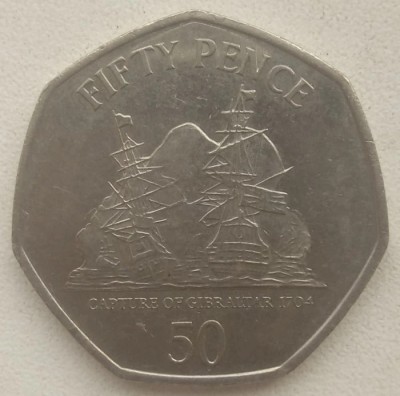 Gibraltar - 50 Pence 2009 - Capturarea din 1704 foto