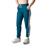 Pantaloni Sport Trening Albastru cu 3 Dungi Albe, L, M, S