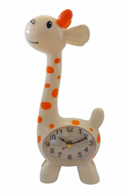 Ceas de masa in forma de Girafa, Crem, 23 cm, 1484GG-3 foto