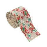 Panglica Decorativa pentru Craciun, Flippy, Ornament pentru Brad de Craciun, Pretreceri, Panglica cu Design Acadele de Craciun, 200 x 6.3 cm, Khaki&nbsp;