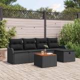 Cumpara ieftin Set de canapele pentru grădină cu pernă 6 pcs Negru Rattan poli