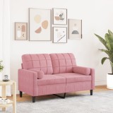 VidaXL Canapea cu 2 locuri cu pernuțe, roz, 120 cm, catifea