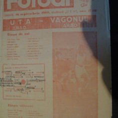 Program de meci UTA - Vagonul Arad (16 septembrie 1989)