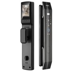 Incuietoare Inteligenta ambrasmart cu Recunoastere Faciala 3D, Aplicatie Tuya, Interfon cu Interfata Vizuala si Conectivitate WiFi, Negru, Deblocare M