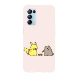 Husa compatibila cu Oppo A54 5G, Viceversa, model Lunch with pika and pusheen, Silicon, TPU, Transparent, Carcasa
