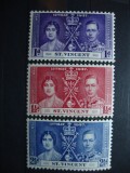 ST. VICENT 1937 SERIE INCORONAREA GEORGE VI MH, Nestampilat