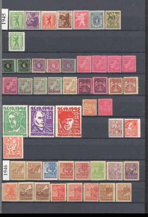 D.D.R.1945/1990 Colectie cronologica timbre nestampilate in 2 (doua) clasoare