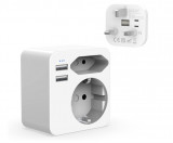 Adaptor priza Hoppac Anglia, 2 porturi USB 2.4A cu mufa europeana si Schuko tip G - RESIGILAT