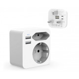 Adaptor priza Hoppac Anglia, 2 porturi USB 2.4A cu mufa europeana si Schuko tip G - RESIGILAT